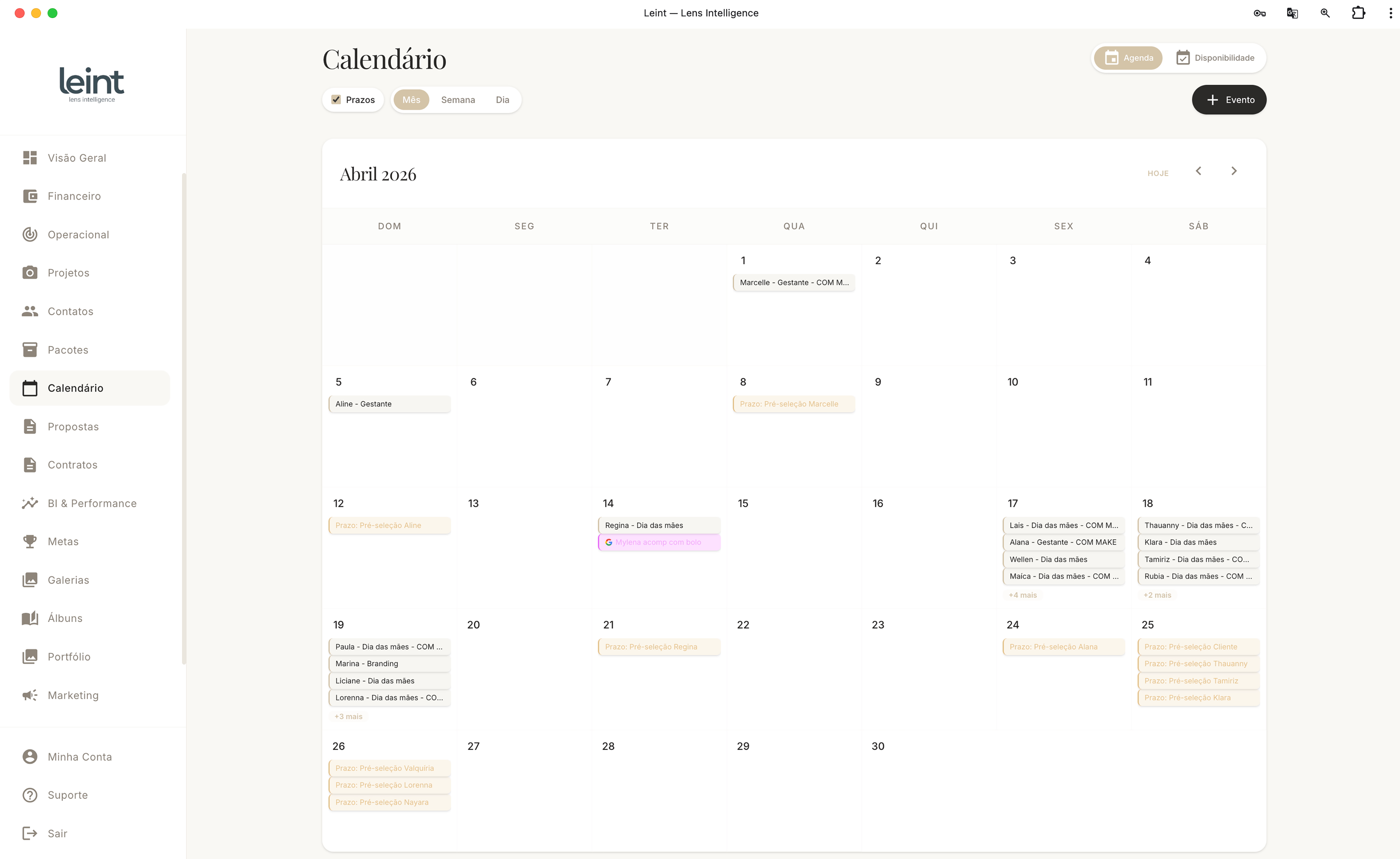 Calendário do Leint