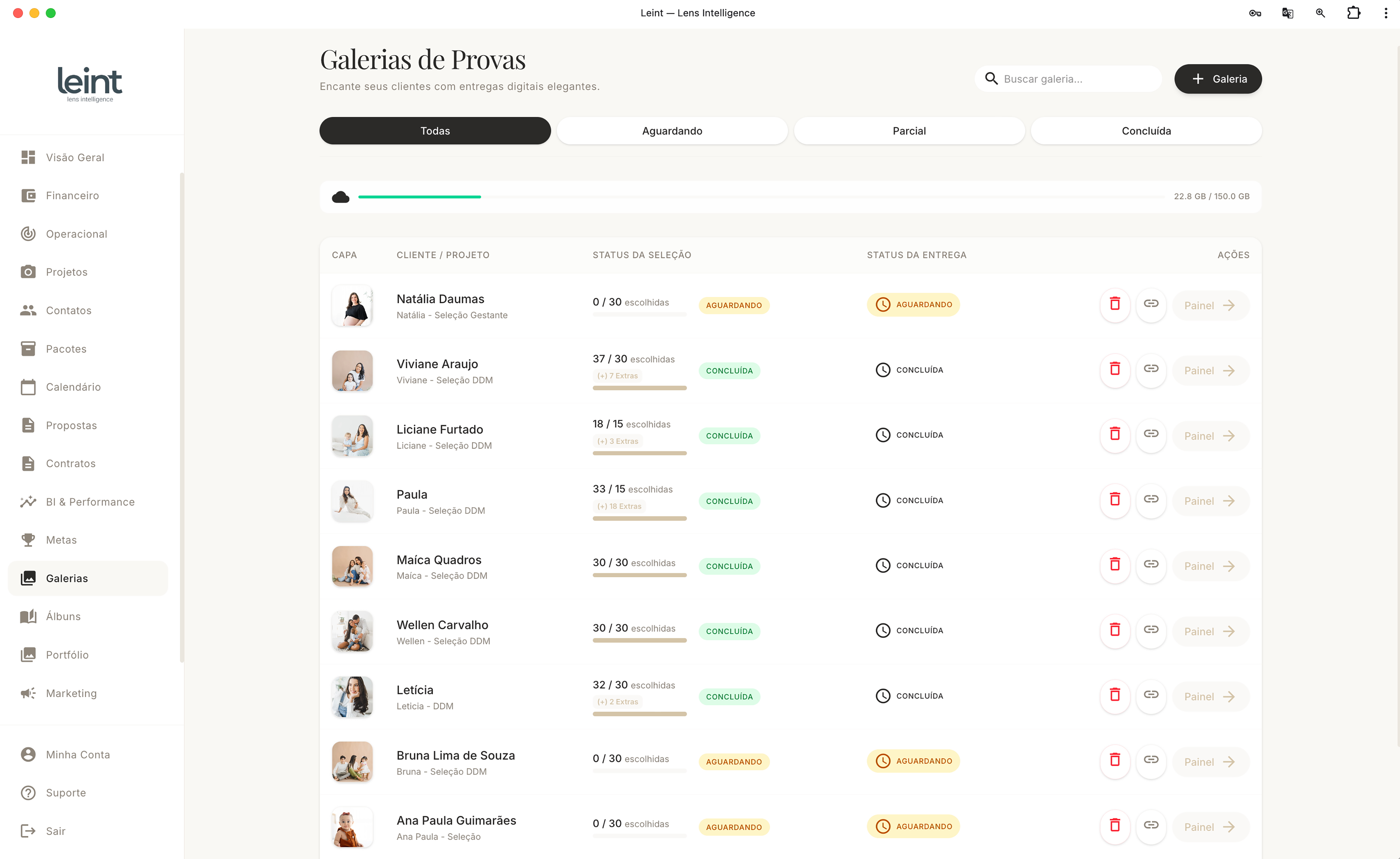Galeria de provas do Leint